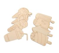 SUPVOX 32pcs Unfinished Wooden Ice Cream Cutouts for DIY Painting Crafts Summer Party Favors Educational Art Activity with Designs for Creative Fine Motor Skill Development