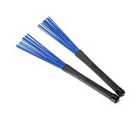 SUPVOX 33cm Black and Blue Nylon Drum Brushes Retractable Telescopic Handles Pair for Jazz Rock