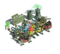 SUPVOX 37pcs Military Scene DIY Soldier Model Playset with Tanks Aircraft Flags Trees Imaginative for Boys Educational Military for Parties