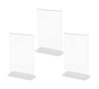 SUPVOX 3pcs A6 T-Shape Acrylic Double-Sided Brochure Holder Table Sign Display Stand for Restaurant Menu Office Wedding Vertical Store Sign Holder