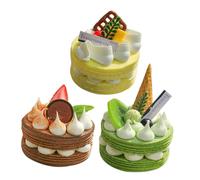 SUPVOX 3pcs Artificial Cake Dessert Photo Prop Realistic PU Simulation Cake Models for Wedding Table Decoration Party Display Ornaments Green Yellow