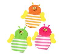 SUPVOX 3Pcs Bath Mitts Exfoliating Gloves for Delicate Skin Foaming Body Scrubbing Mittens in Green Yellow Red Gentle Massage and Deep Cleansing Bathing Tools for Boy Girl