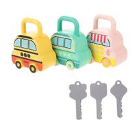SUPVOX 3Pcs Cartoon Key and Lock for Years Safe Lightweight Preschool Learning Cars Including School Bus Ice Cream Truck and Bus Early Development Activity Boys