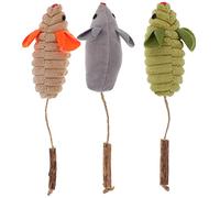 SUPVOX 3pcs Catnip Mouse for Cats Indoor Interactive Chew with Silvervine Fruit Kitten for Teeth Grinding and Anxiety Relief Grass Green Gray Beige