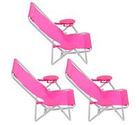 SUPVOX 3pcs Chair Pink Beach Theme Chair Decor Patio Small Beach Chair Modern Dollhouse Wicker Prop Mini Chair Decor Lounger Miniature Chair Tiny Sand Decoration Chairs Cloth