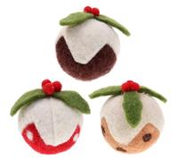 SUPVOX 3Pcs Christmas Cat Scratching Set with Red, Light Yellow and Dark Brown Pinecone Wool Balls for Indoor Pet Teasing and Claw Bite