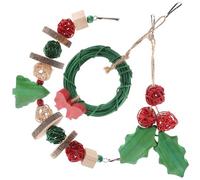 SUPVOX 3pcs Christmas Wooden Parrot Chewing Set, Bird Hanging Foraging Bite-Resistant Natural Wood, Suitable for Parakeet and Cage Play
