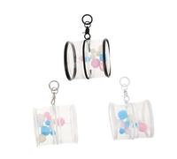 SUPVOX 3pcs Clear Doll Holder Hanging Storage Organizer with Keychain and Balls Transparent PVC Action Figure Display Bag in Black White and Clear for Portable Collectibles Protection