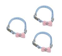 SUPVOX 3pcs Cloth Collar for Small Dogs Bowknot Design Pet Traction Collar Durable and Breathable Sky