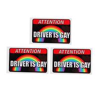 SUPVOX 3pcs Creative Attention Driver is Gay Car Decal Stickers PET Material Night Reflective Decorative Decals for Enhanced Safety and Easy Application