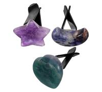 SUPVOX 3pcs Creative Car Vent Diffuser Clips Natural Freshener for Car Air Outlet with Fluorite Heart Blue Stripe Moon Amethyst Star Designs for Fresh and Elegant Interior