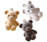SUPVOX 3pcs Cute Microfleece Bear Charms Set for Jewelry Making DIY Earrings Necklace Accessories Coffee White Beige Bear Pendants for Crafting