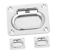 SUPVOX 3pcs Grade Stainless Steel Flush Lift Ring Handles Spring Loaded Recessed Pulls for Boat Deck Hatch Durable Fade Resistant Hardware for Yacht and Use