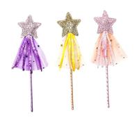 SUPVOX 3Pcs Handheld Star Shaped Fairy Wands Lightweight Safe for Birthday Parties Dress Up Halloween Cosplay Play Pretend Show Accessories