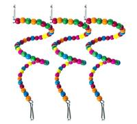 SUPVOX 3Pcs Hanging Parrot with Colorful Wooden Beads, 100Cm Rotating Chew Swing Ladder for Parakeets and Conures Bird Cage Accessories Random Color Random Color