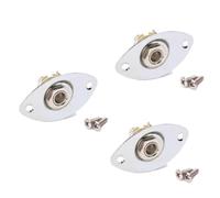 SUPVOX 3pcs Indented Oval Guitar Jack Socket Silver Double for Electric Guitar Output Input Pick up Jacks Mounting Screws