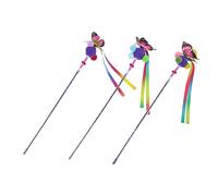 SUPVOX 3pcs Interactive Butterfly Cat Teaser Wand for Indoor Cats Colorful Tassel Design for Kitten Exercise and Stress Relief Random Color