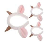 SUPVOX 3PCS Lamb Horn Headbands for and Adults, Soft Plush Sheep Ears Hair Hoops, Brown Animal Costume Accessories for Halloween Carnival and Party Dress-Up