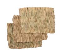 SUPVOX 3pcs Large Bunny Grass Straw Mats 40x28cm Natural Woven Chewing Mats for Rabbit and Small Pets Indoor Nesting and Playing