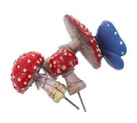 SUPVOX 3pcs Luminous Mushroom Decoration Cute Mushroom Sculptures Glowing Mini Butterfly Ornaments Glow-in-the-dark Garden Statues Fake Resin Red