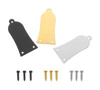 SUPVOX 3pcs Metal Guitar Truss Rod Covers Set Chrome Silver Black Musical Instrument Accessories for Electric Acoustic Guitars Neck Maintenance