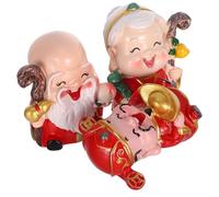 SUPVOX 3Pcs Miniature Elders Figurine Cake Decorations Set - Longevity Grandpa, Longevity Grandma God of Wealth - Non-Edible Cake Ornaments for Birthday, Anniversary, and Elderly