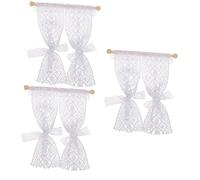 SUPVOX 3pcs Miniature Lace Curtain for Doll House Window Tiny House Decorative Accessory Mini Curtain Panel for DIY Crafting Romantic Miniature Room Decoration for Dollhouse Door Bay