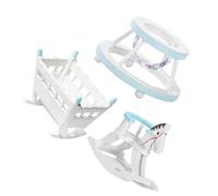 SUPVOX 3pcs Miniature Wooden Dollhouse Furniture Wear Resistant Cradle Walker Hobbyhorse Model for Room Decoration Material Parent Play Accessory