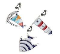 SUPVOX 3pcs Navy Style Brooch Set Tropical Fish Sailboat and Lighthouse Alloy Pins, Cartoon Nautical Breastpin Jewelry for Women’s Seaside Accessories