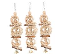 SUPVOX 3pcs Parrot Chew Toys Natural Corn Husk Bark String Parakeet Cage Decor for Bird Swing Parrot Toys
