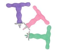 SUPVOX 3pcs Parrot Perch Stand T Shaped Chewing Natural Beak Grinding Stone for Cage Foot Claws Platform for Parakeets Cockatiels and Conures Durable Bird Accessories