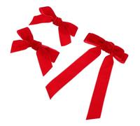SUPVOX 3pcs Red Hair Bows Ribbon Clips Alligator Hair Pins with Long Ponytail Bowknot Design for Teens Versatile Stylish