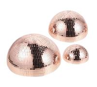 SUPVOX 3pcs Rose Gold Mirror Disco Ball Hemisphere Set with Adhesive Back, 10/15/20cm Half Sphere Wall Hanging Decor for 70s Disco Party, Festival Home Accent