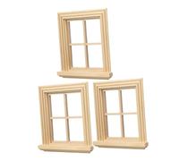SUPVOX 3pcs Scale Wooden Miniature Window Frames DIY Dollhouse Furniture Accessories for Crafting and Decoration Compatible with Various Miniature Homes