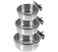SUPVOX 3Pcs Stainless Steel Parrot Food Bowls Water Containers Easy to Clean Portable Bird Feeding Cups for Parakeets Macaws and Small to Large Birds