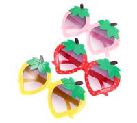 SUPVOX 3pcs Strawberry Sunglasses for Fruit-shaped Eyewear in Red Pink Yellow Fun Outdoor Tropical Party Props for Birthday Photos and Playtime