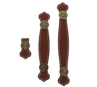 SUPVOX 3pcs Vintage Leather Suitcase Handle with Zinc Alloy Brown Set