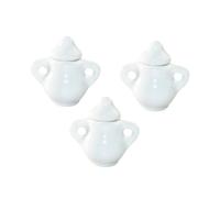 SUPVOX 3pcs White Ceramic Miniature Sugar Pot Models and Mini House Tea Jugs for Dollhouse Decoration, Small Scale Kitchen Accessories for Miniature Doll Collectors and Hobbyists