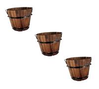 SUPVOX 3pcs Wood Barrel Planter Small for Garden Patio Flower Pot Vegetable Planter Box