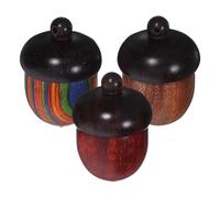 SUPVOX 3pcs Wooden Acorn Essential Oil Storage Boxes Set, Portable Small Treasure Organizer with Acorn Pendant Charms for Travel and DIY Jewelry Crafting