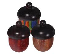 SUPVOX 3pcs Wooden Acorn Pendant Storage Box for Essential Oils - Portable Jewelry Making Charms Organizer with Ebony and Rosewood, Greenwood, Or Rainbow Wood - Craft Supplies Holder
