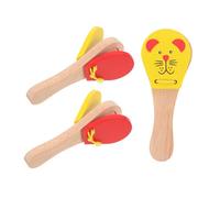 SUPVOX 3pcs Wooden Castanet Clappers Percussion Instruments for Sound Easy Grip Musical Education Tools for Boys and Early Learning Family Play