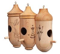 SUPVOX 3pcs Wooden Hummingbird Houses Handmade Bird Nesting Box for Outdoor Garden Easy to Decorative Perch Stand for Hummingbirds to Rest and Nest