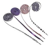 SUPVOX 4 Pairs Flat Reusable Shoelaces 140cm Elastic Decorative Replacement Laces for Sneakers with Galaxy, Leopard Brown, Cow Print, Zebra Black-white Patterns