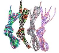 SUPVOX 4 Pairs Reflective Leopard Print Shoelaces 120Cm Glow in the Dark Sports Shoe Laces for Outdoor Running Canvas Sneakers, Colorful Tie-Dye Design