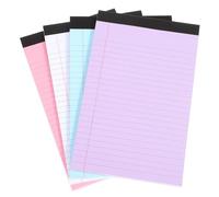 SUPVOX 4 Pcs A5 College Ruled Colorful Memo Pads 127x203mm Assorted Red Purple Blue White Writing Notebooks for Office School Draft and Note Taking Random Color