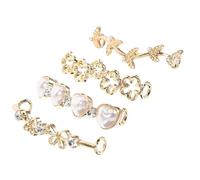 SUPVOX 4 Pcs Decorative Shoe Clips for Sneakers - Heart Pearl, Leaf, Hollow Cherry Blossom Double Bow Design - Casual Shoe Accessories for Women