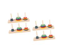 SUPVOX 4 Pcs Wooden Hanoi Tower Puzzle Game Intellectual Brain Teaser for Adults and Smooth Surface Educational DIY Creative Board for Home Party Playing
