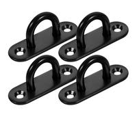 SUPVOX 4 Pieces Black Stainless Steel U-Shaped Pad Eye Hooks M6 Oval Heavy Duty Wall and Ceiling Mount Hooks for Hanging Sandbags, Ropes, and Utility Items in Home Storage