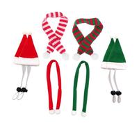SUPVOX 4 Pieces Small Animal Christmas Hat Scarf Set Pet Xmas Costumes for Hamsters Puppies